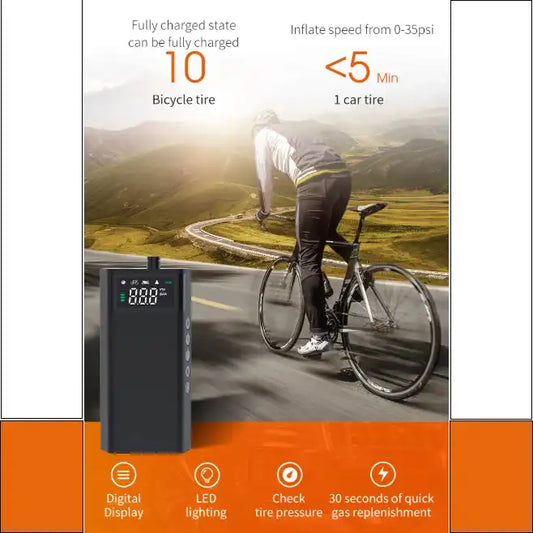 AC-C2812 CARSUN Cordless Car Tire Inflator – 12V Smart Wireless Air Pump with Digital Display
