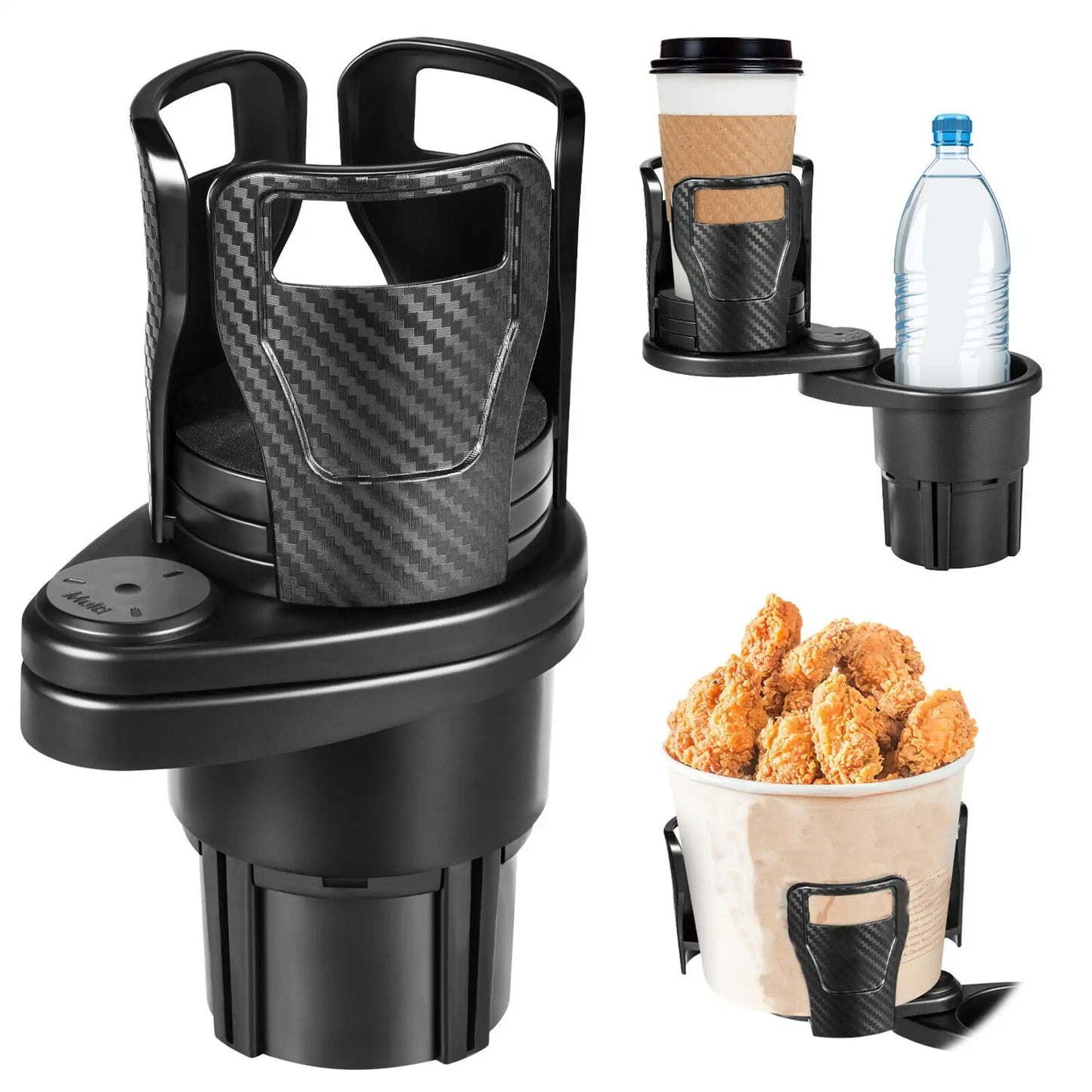 HLD-DRNK2388 2-in-1 Universal Car Cup Holder Expander – Adjustable Dual Drink Mount with Rotating Base