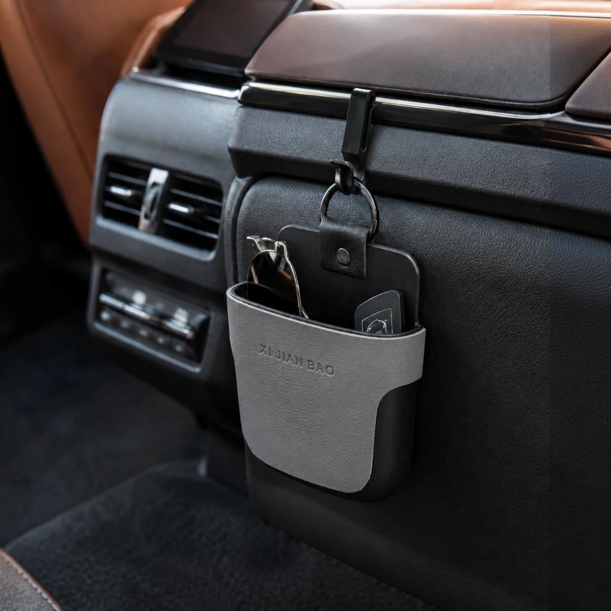 POK-STR-6888 | Hanging Leather Car Storage Organizer Pocket