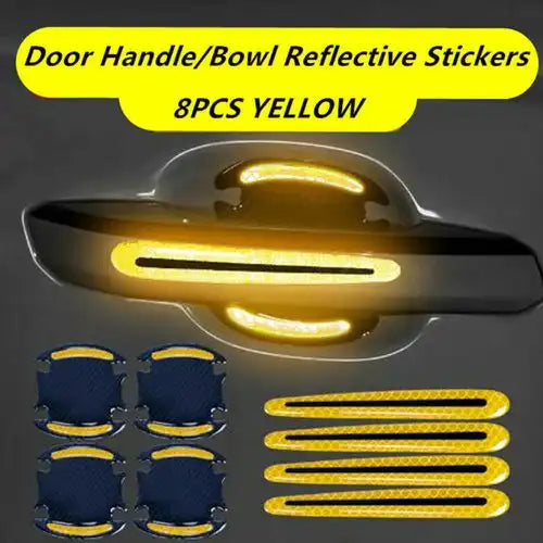 3D Reflective Door Handle Scratch Protector – Anti-Scratch & Safety Sticker Set