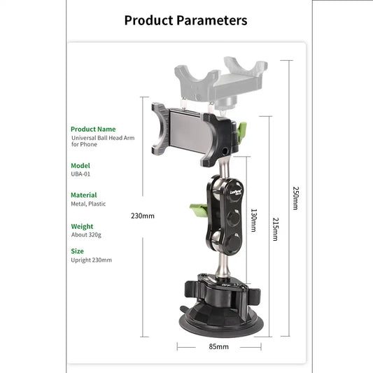 UNIVERSAL SUCTION CUP CAR PHONE HOLDER MOUNT ALUMINUM