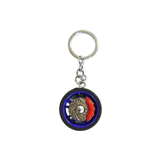 KEY-10750-19 Mini Wheel Rim Keychain – Metal Tire Hub Pendant for Car Lovers
