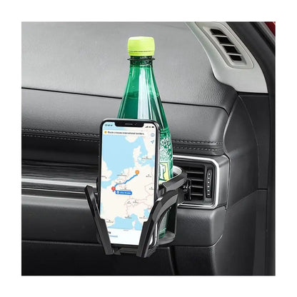 HLD-DRNK-1055 2-in-1 Air Vent Car Cup & Phone Holder – Adjustable Drink Mount with Smartphone Bracket (Black + Red)
