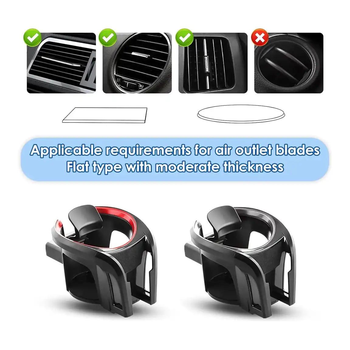 HLD-DRNK-1055 2-in-1 Air Vent Car Cup & Phone Holder – Adjustable Drink Mount with Smartphone Bracket (Black + Red)