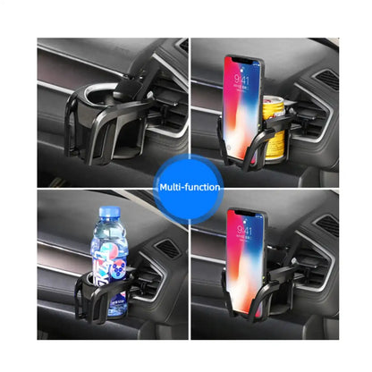 HLD-DRNK-1055 2-in-1 Air Vent Car Cup & Phone Holder – Adjustable Drink Mount with Smartphone Bracket (Black + Red)