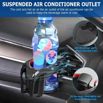 HLD-DRNK-1055 2-in-1 Air Vent Car Cup & Phone Holder – Adjustable Drink Mount with Smartphone Bracket (Black + Red)