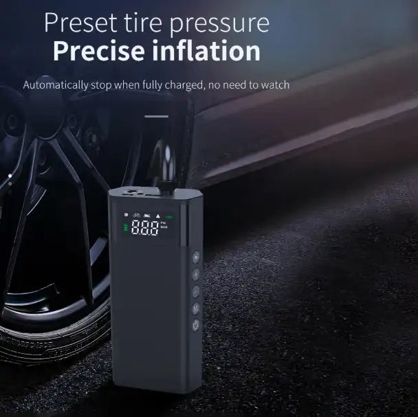 AC-C2812 CARSUN Cordless Car Tire Inflator – 12V Smart Wireless Air Pump with Digital Display