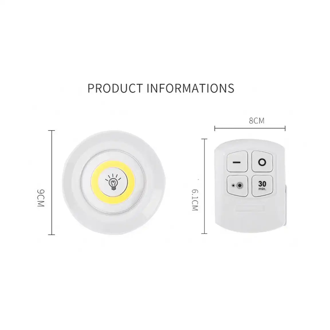 LIT-3SET COB Smart Wireless Night Light with Remote – Pasteable Mini Touch Lamp
