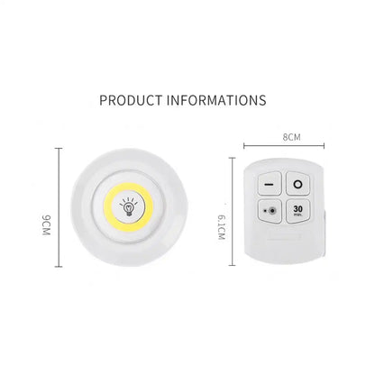 LIT-3SET COB Smart Wireless Night Light with Remote – Pasteable Mini Touch Lamp