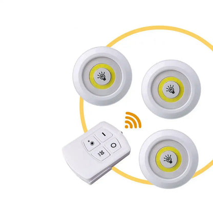 LIT-3SET COB Smart Wireless Night Light with Remote – Pasteable Mini Touch Lamp