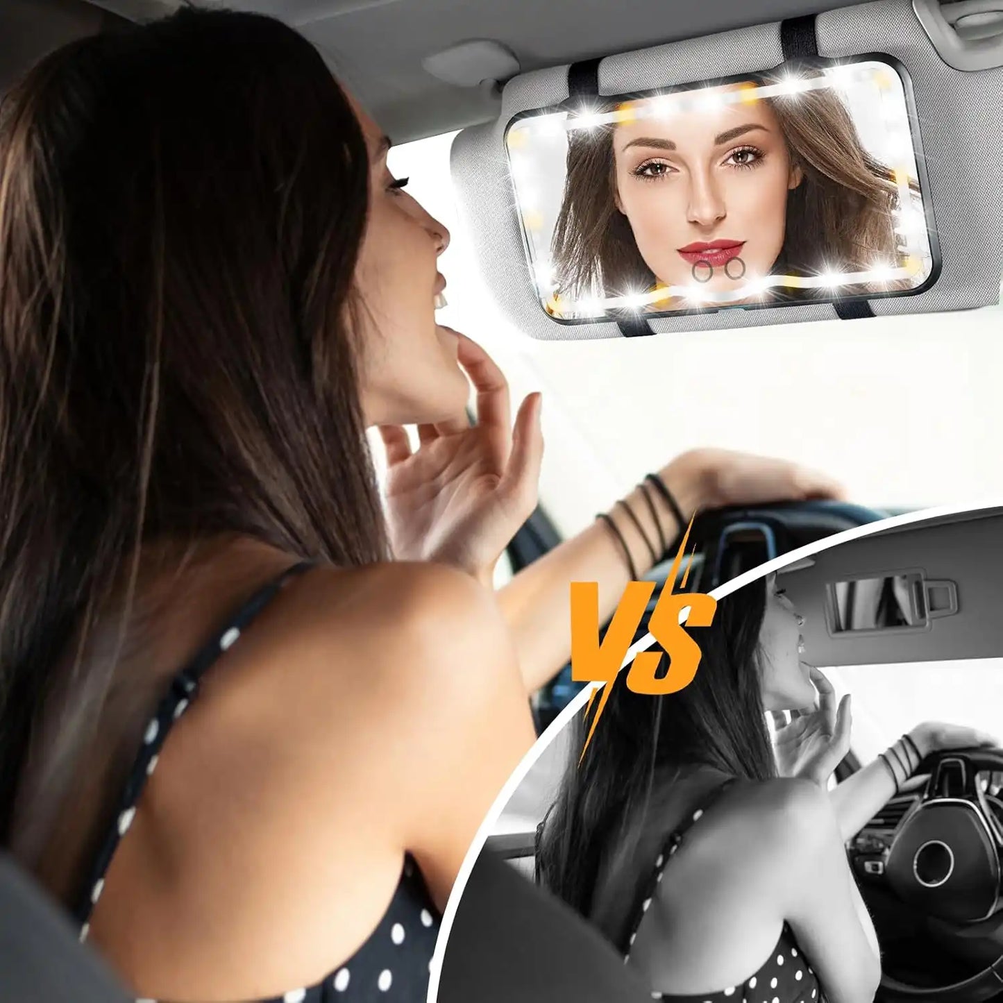 MRR-Y083 LED Car Mounted Makeup Mirror – Rechargeable Sun Visor Vanity Mirror with Adjustable Lighting