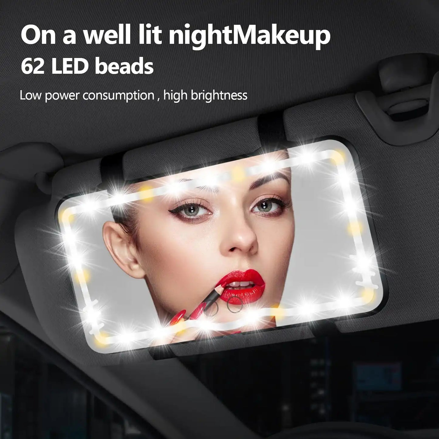 MRR-Y083 LED Car Mounted Makeup Mirror – Rechargeable Sun Visor Vanity Mirror with Adjustable Lighting