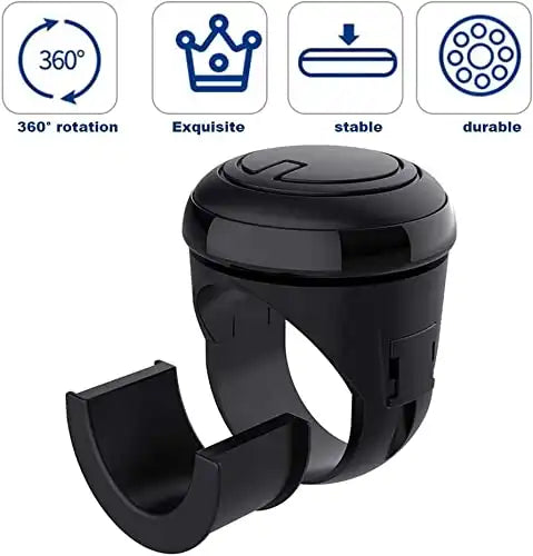 STR-KNB3R2251 - Universal 360° Steering Wheel Knob – Black, Ergonomic Grip, Easy Installation