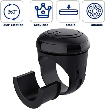 STR-KNB3R2251 - Universal 360° Steering Wheel Knob – Black, Ergonomic Grip, Easy Installation