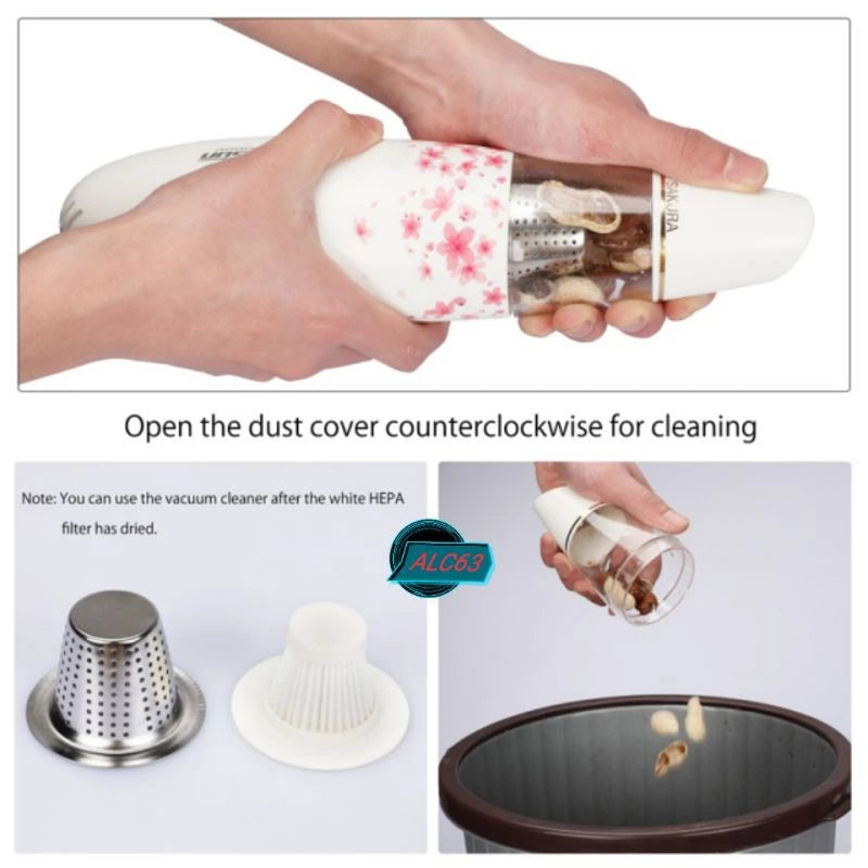 CARSUN Sakura Car Vacuum Cleaner – 4000Pa Suction | Wet & Dry | 12V Plug-in VC-1653-1