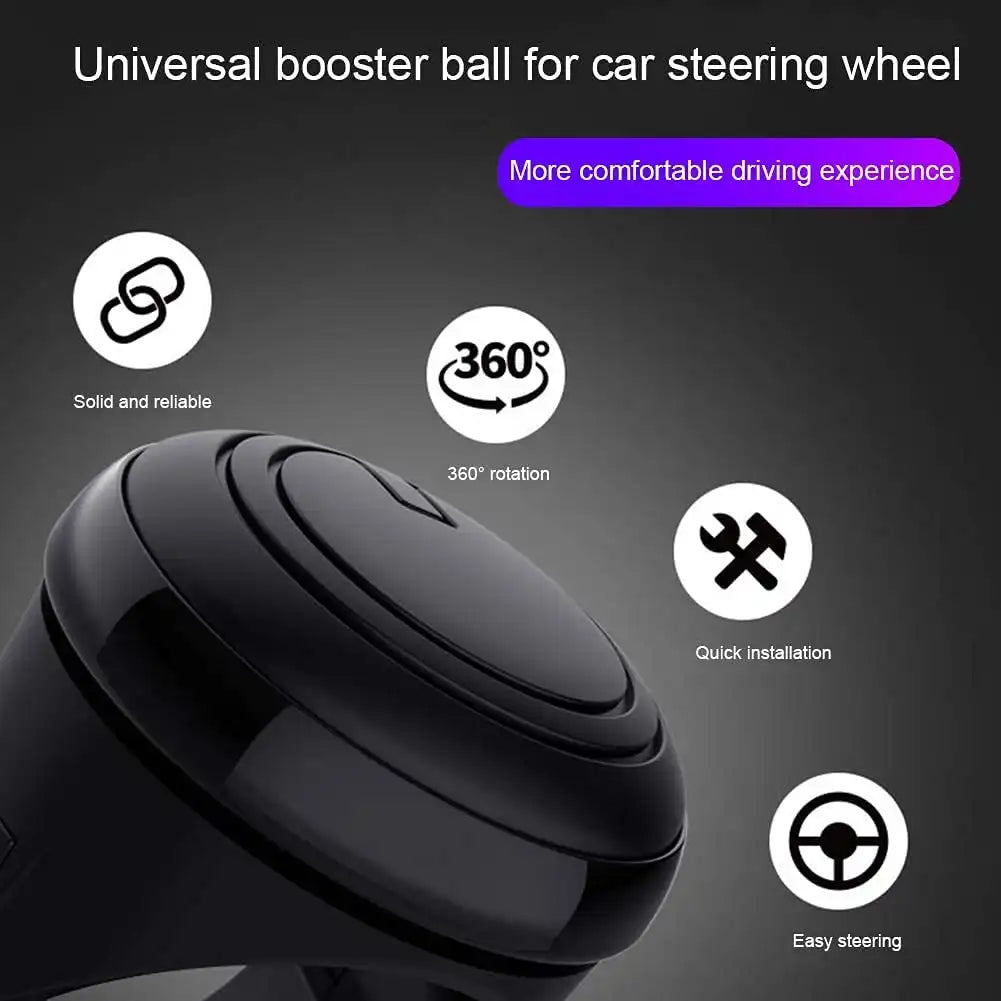 STR-KNB3R2251 - Universal 360° Steering Wheel Knob – Black, Ergonomic Grip, Easy Installation