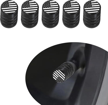 TV-LOGO-7 American Flag Tire Valve Stem Caps – Pack of 5 Aluminum Valve Covers for Cars, SUVs, and Trucks