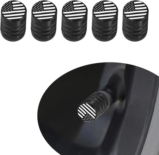 TV-LOGO-7 American Flag Tire Valve Stem Caps – Pack of 5 Aluminum Valve Covers for Cars, SUVs, and Trucks