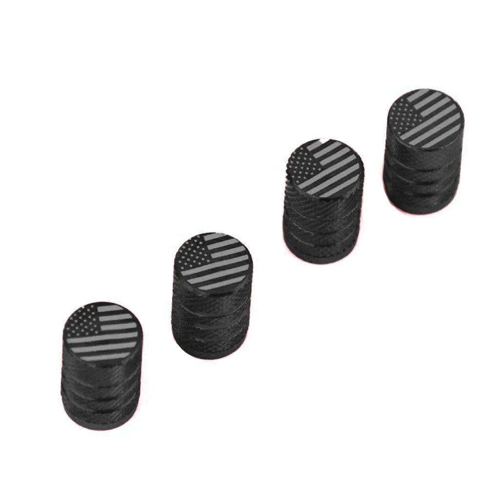 TV-LOGO-7 American Flag Tire Valve Stem Caps – Pack of 5 Aluminum Valve Covers for Cars, SUVs, and Trucks