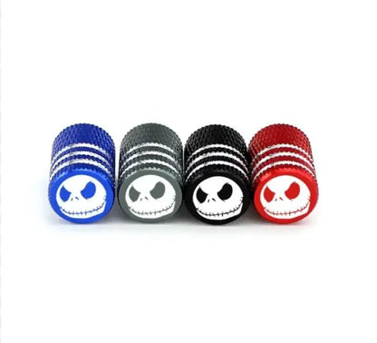 TV-LOGO-6 Tire Valve Stem Caps – 4-Pack Aluminum Air Caps with Evil Smile Logo & Rubber O-Ring (Black)