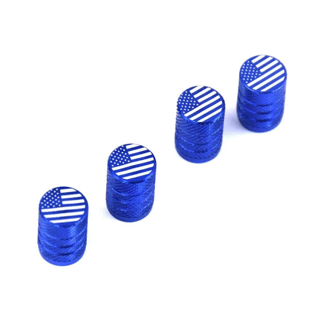 TV-LOGO-7 American Flag Tire Valve Stem Caps – Pack of 5 Aluminum Valve Covers for Cars, SUVs, and Trucks