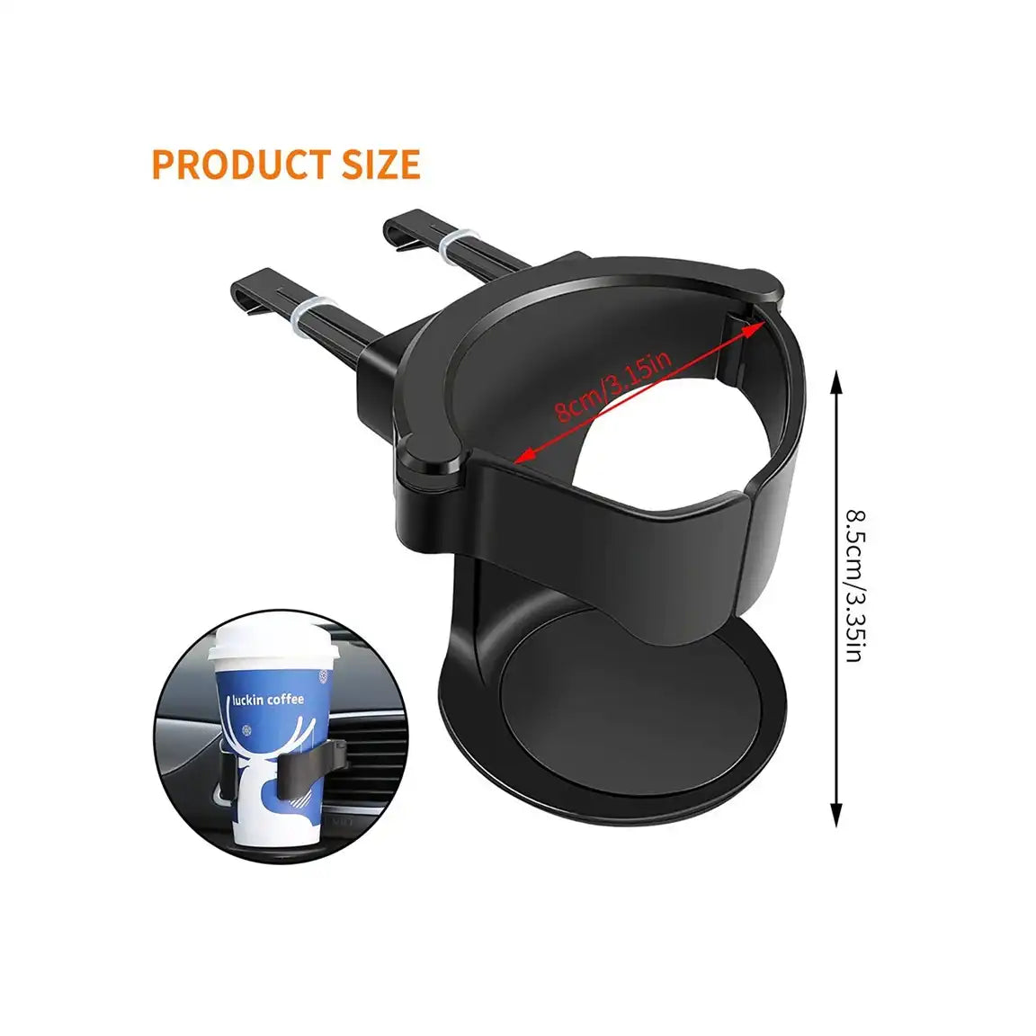 HLD-CUP1101 Universal Car Air Vent Cup Holder – Auto-Grip Beverage Mount for Bottles, Cans & Ashtrays (Black)