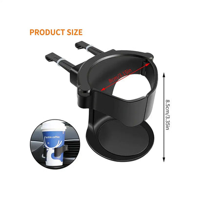 HLD-CUP1101 Universal Car Air Vent Cup Holder – Auto-Grip Beverage Mount for Bottles, Cans & Ashtrays (Black)