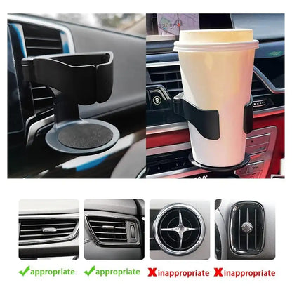 HLD-CUP1101 Universal Car Air Vent Cup Holder – Auto-Grip Beverage Mount for Bottles, Cans & Ashtrays (Black)