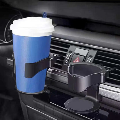 HLD-CUP1101 Universal Car Air Vent Cup Holder – Auto-Grip Beverage Mount for Bottles, Cans & Ashtrays (Black)