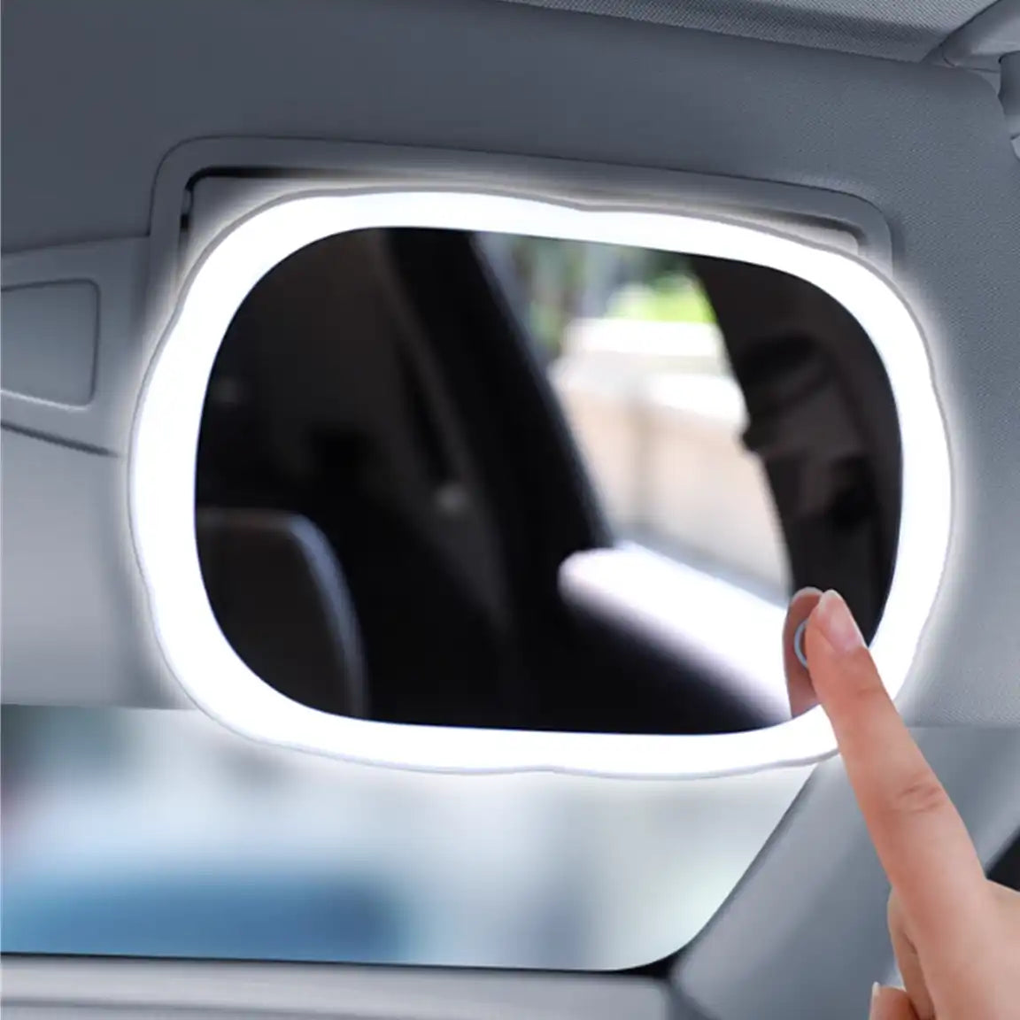 MRR-Y082 LED Car Makeup Mirror – Rechargeable Vanity Mirror for Sun Visor with Infinite Dimming (USB Charging)