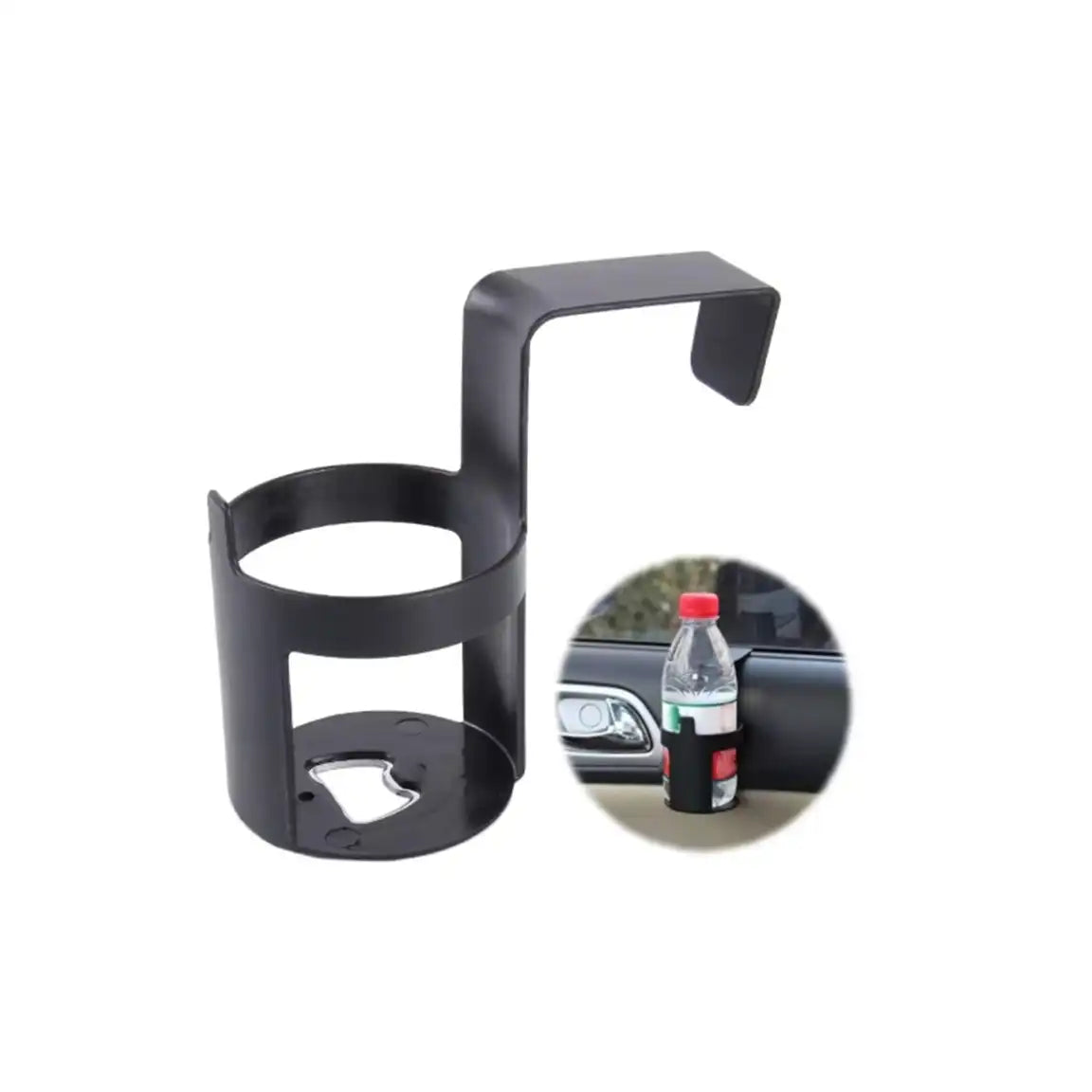HLD-DRNK6144 Universal Car Cup Holder Organizer – Durable Beverage Mount with Bag Hook (Black)