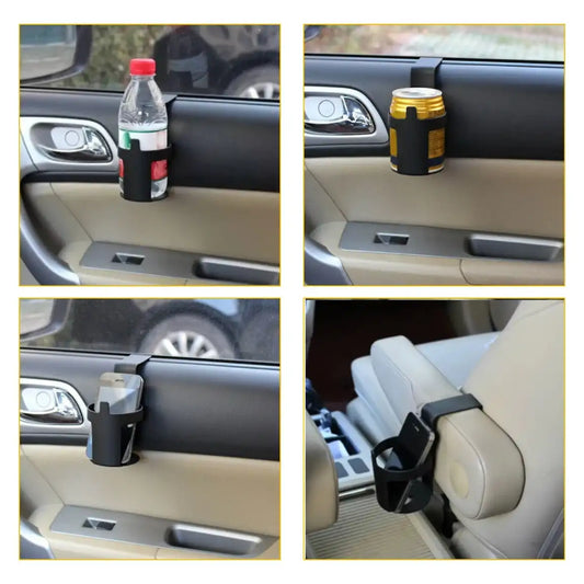 HLD-DRNK6144 Universal Car Cup Holder Organizer – Durable Beverage Mount with Bag Hook (Black)
