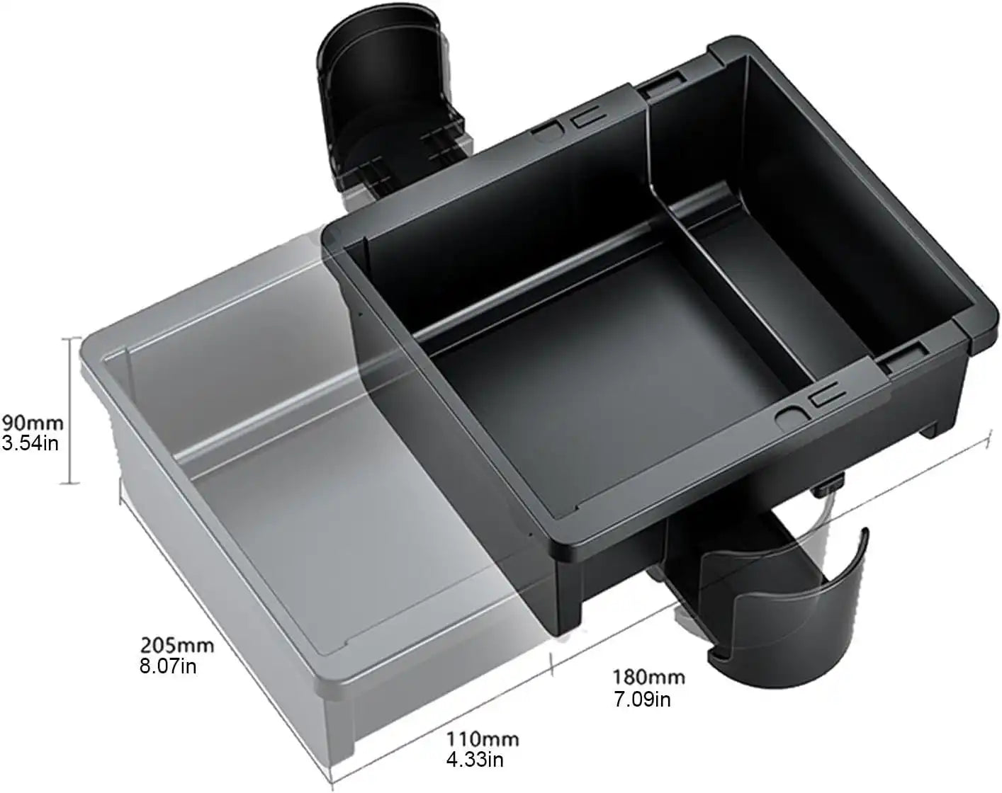 ARM-BOX4 Car Seat Organizer with 2 Cup Holders – Adjustable Storage Box for Cars, Trucks & SUVs