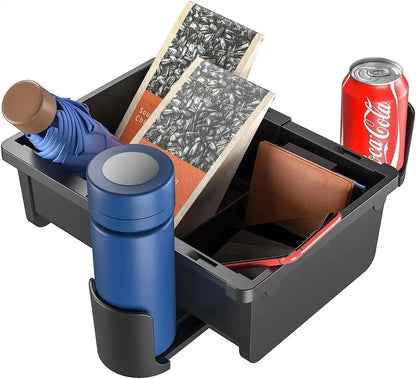 ARM-BOX4 Car Seat Organizer with 2 Cup Holders – Adjustable Storage Box for Cars, Trucks & SUVs
