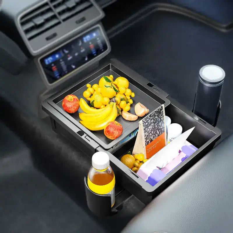ARM-BOX4 Car Seat Organizer with 2 Cup Holders – Adjustable Storage Box for Cars, Trucks & SUVs
