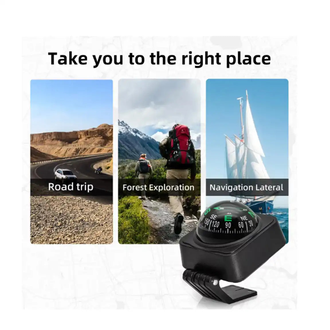 CMPS-B Adjustable Dash Mount Ball Compass – Navigation Guide for Car, Truck, Boat & Outdoor Use