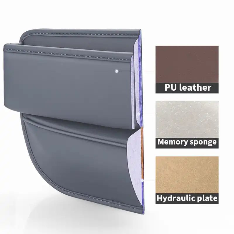 HLD-DRNK-S5 Leather Seat Gap Storage Box with Coin Case & Cup Holder