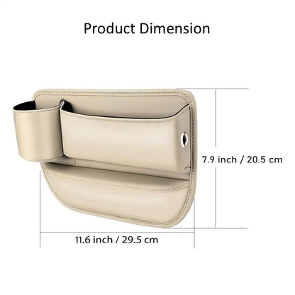 HLD-DRNK-S5 Leather Seat Gap Storage Box with Coin Case & Cup Holder