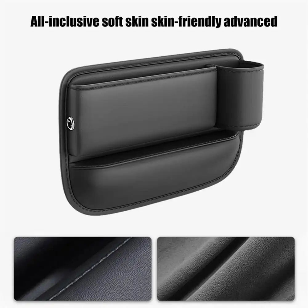 HLD-DRNK-S5 Leather Seat Gap Storage Box with Coin Case & Cup Holder