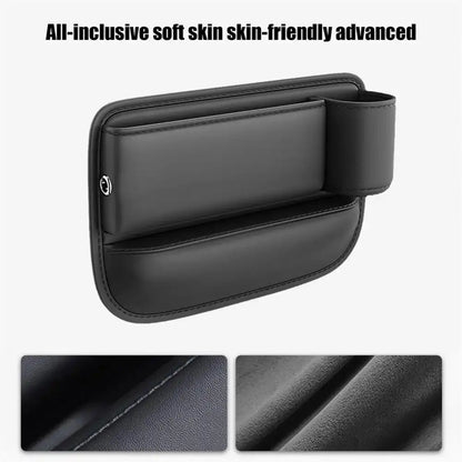HLD-DRNK-S5 Leather Seat Gap Storage Box with Coin Case & Cup Holder