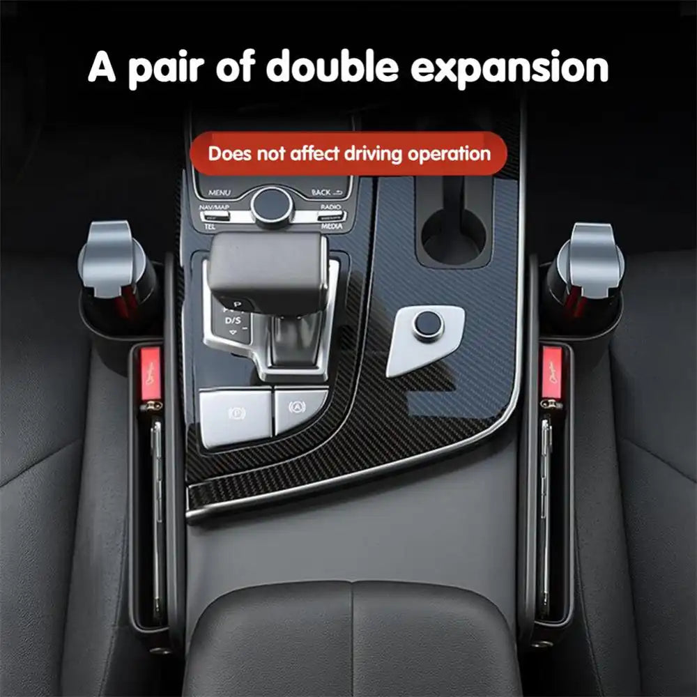 HLD-DRNK-S5 Leather Seat Gap Storage Box with Coin Case & Cup Holder