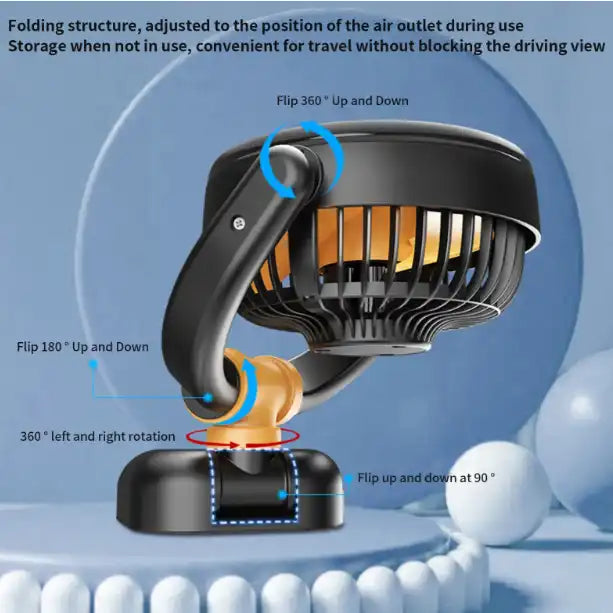 SINGLE HEAD 11.5CM FOLDABLE CAR FAN 12V