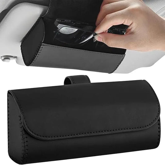 HLD-SGLS | Premium Leather Magnetic Car Visor Sunglasses Holder