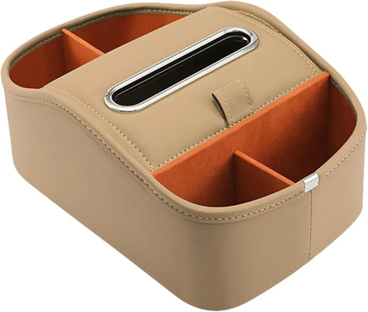 HLD-STR-A1818 | Multi-Functional Car Console Leather Tissue Box & Storage Caddy