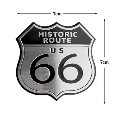 3D Route 66 Metal Car Sticker – Commemorative Aluminum Emblem