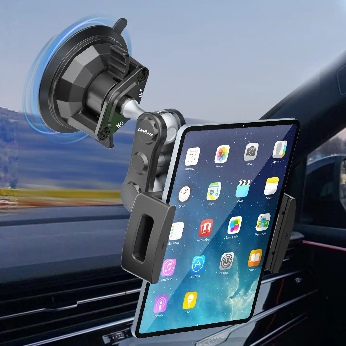 HLD-TEL-P1 Universal Tablet Car Mount Holder – Suction Cup with Adjustable Arm