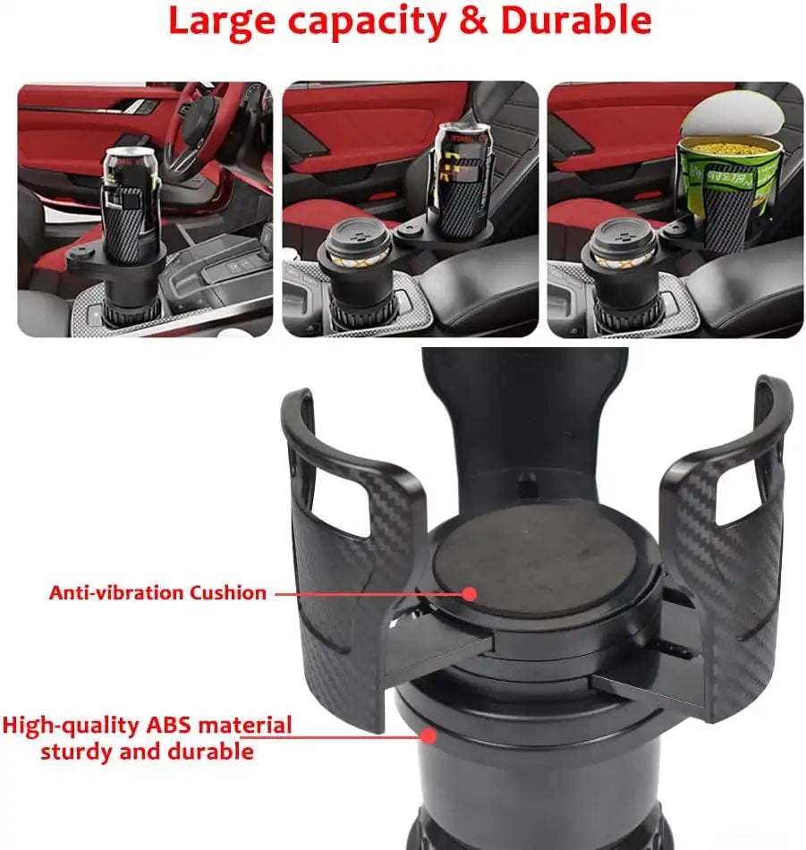 HLD-DRNK2388 2-in-1 Universal Car Cup Holder Expander – Adjustable Dual Drink Mount with Rotating Base