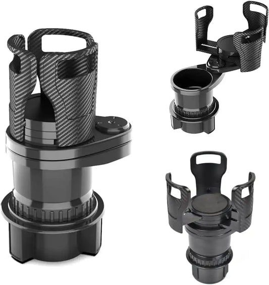 HLD-DRNK2388 2-in-1 Universal Car Cup Holder Expander – Adjustable Dual Drink Mount with Rotating Base