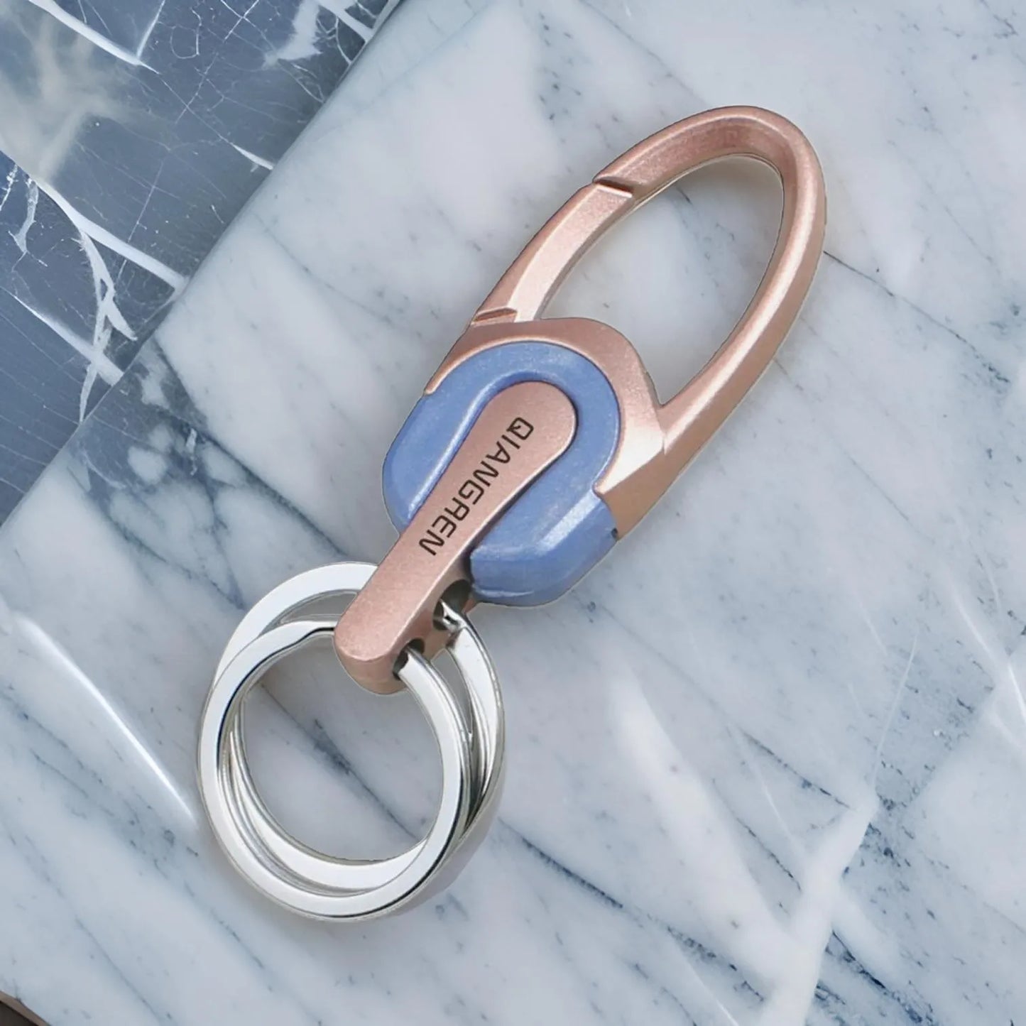 KEY-10750-8 Metal Hook Locking Keychain – Copper & Blue