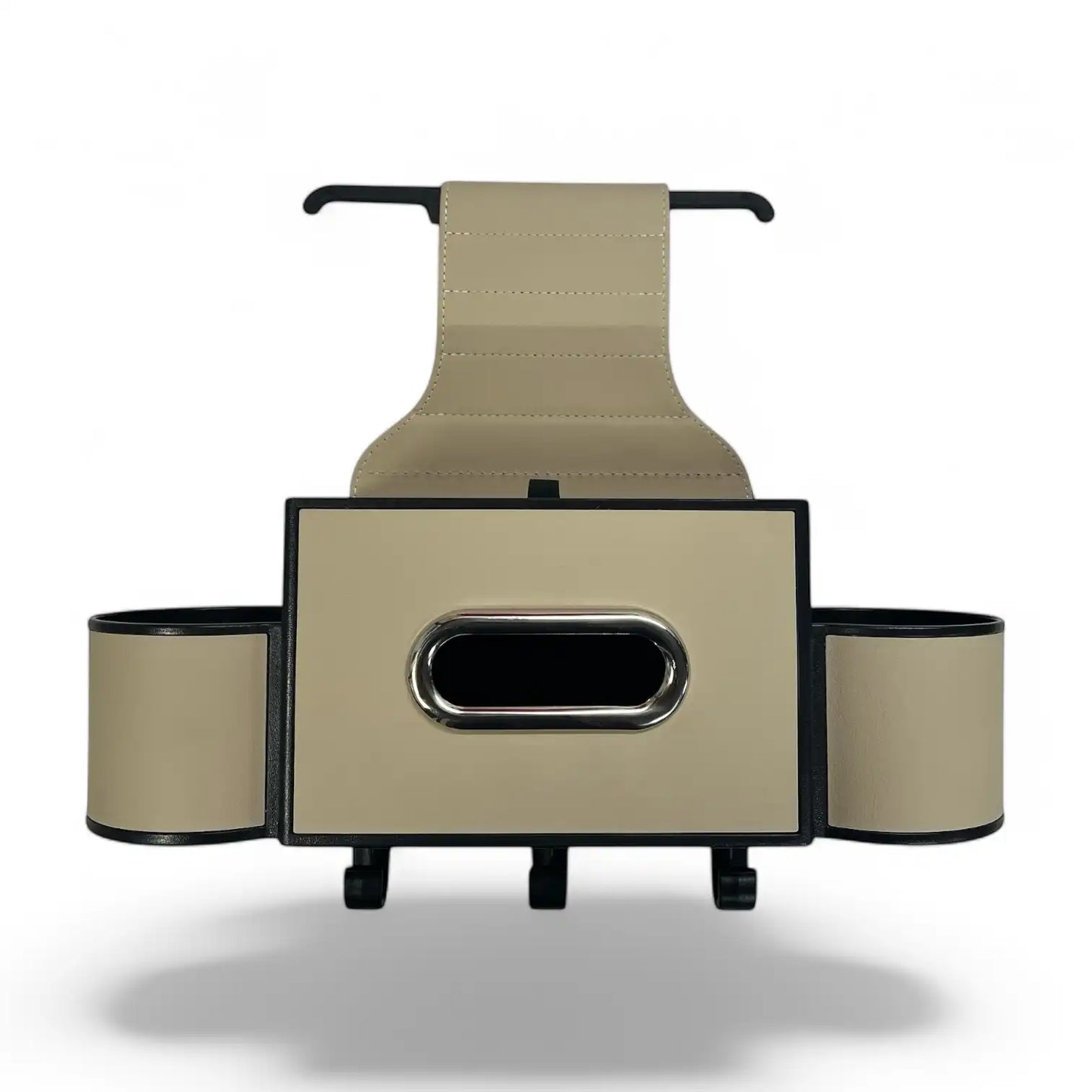POK-NR115 Car Cup Holder & Multi-Functional Backseat Organizer – with Phone Holder, Tissue Box & Hooks